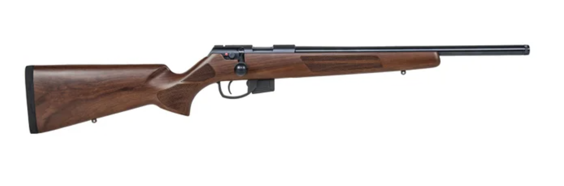 Anschutz 1761 AV Threaded 18" bolt-action 22 LR on white background.