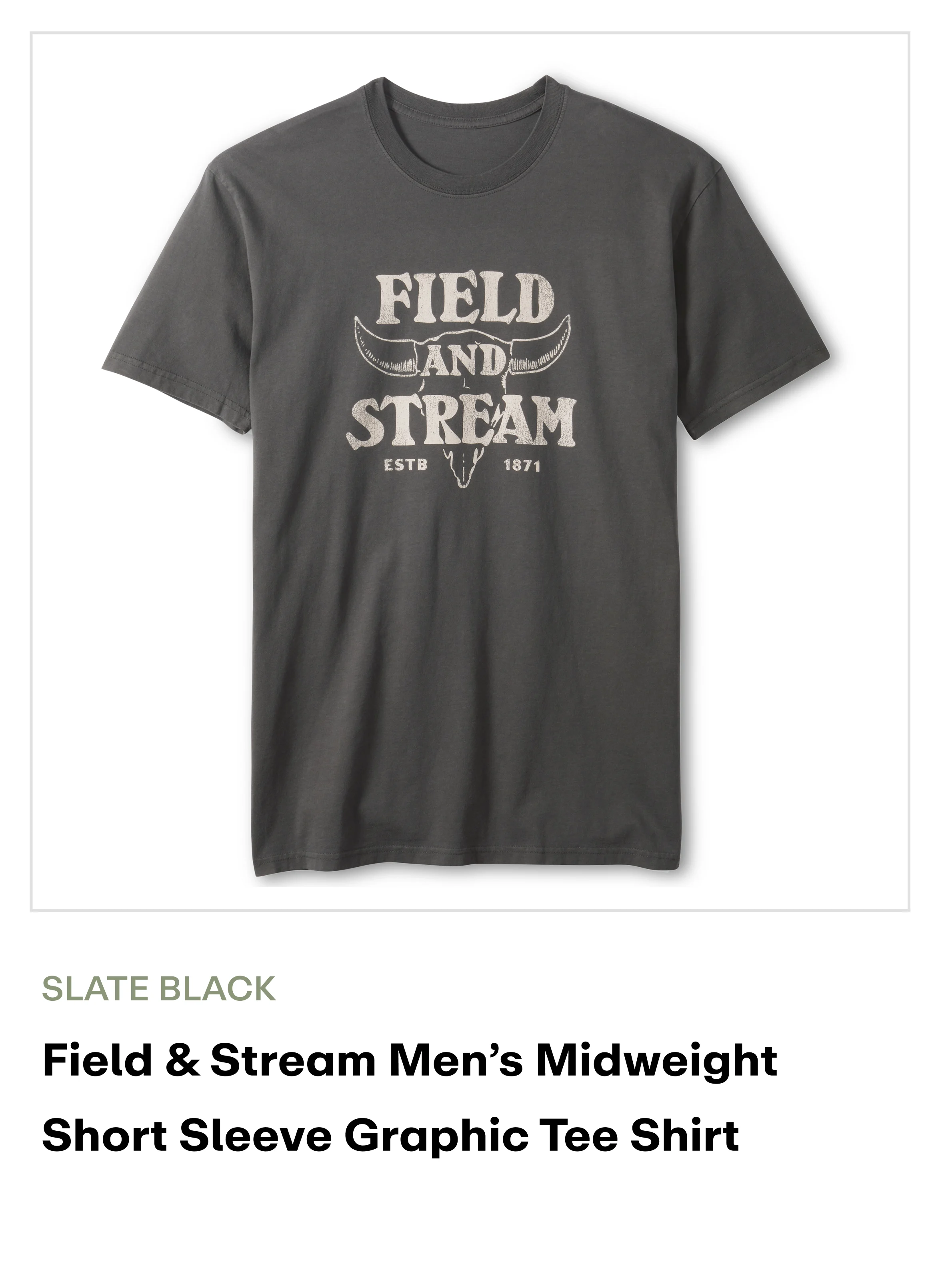 Field & Stream Men's Short Sleeve Graphic Tee Shirt - Slate Black