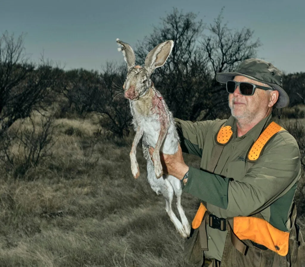 hunter with a jackrabbit