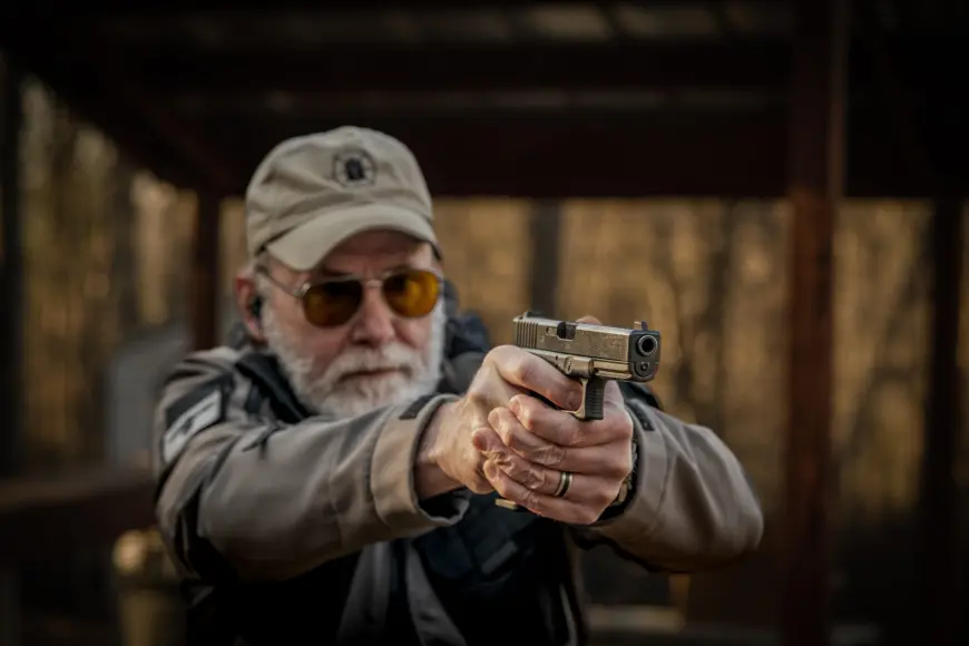 man shooting a Glock