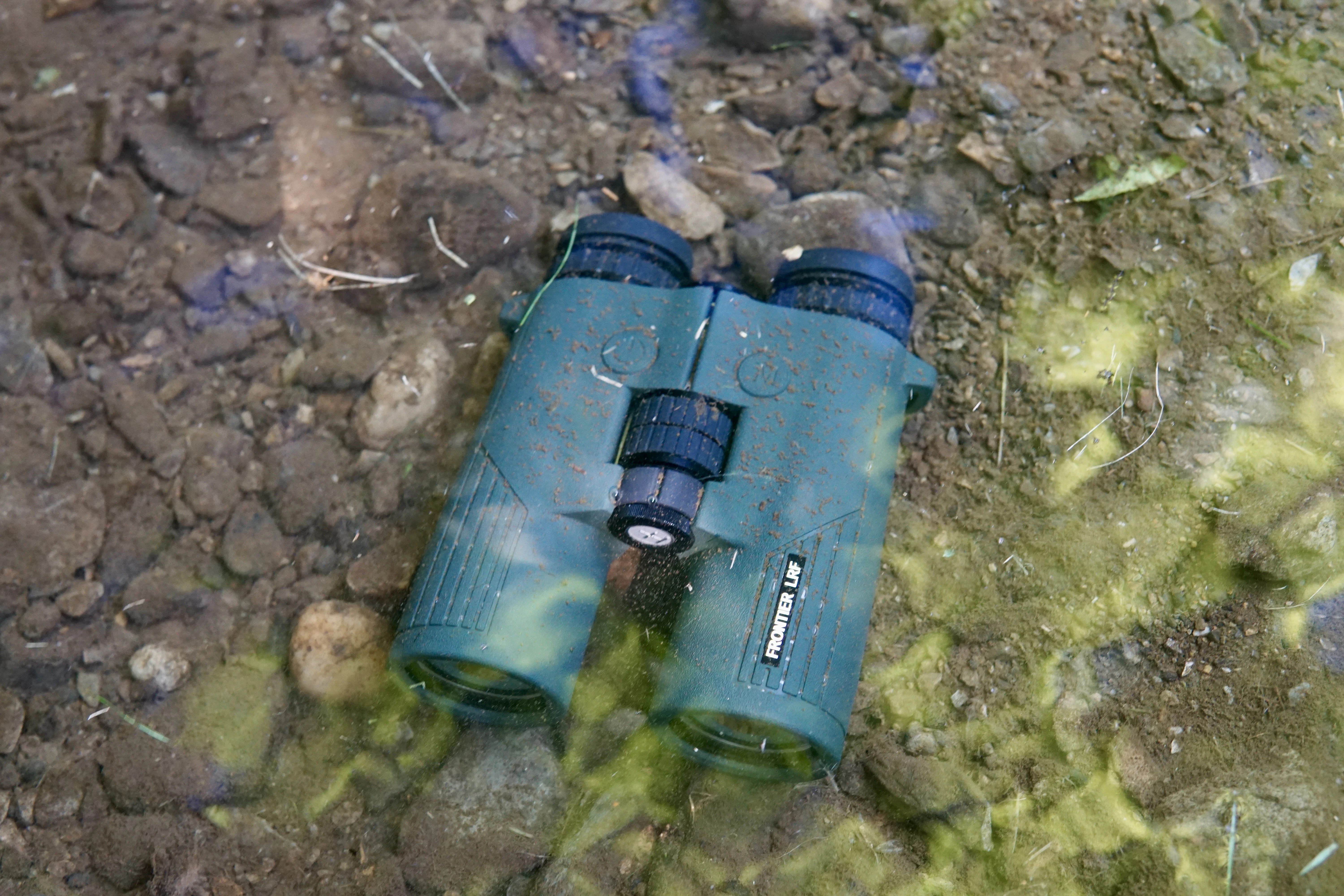 Hawke Frontier LRF binocular submerged in a creek. 