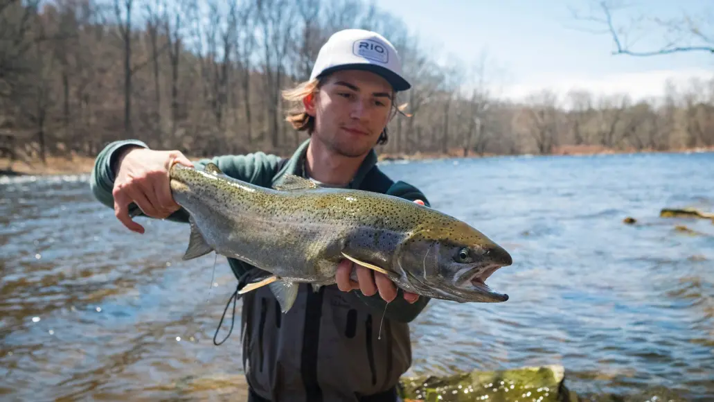 angler holding spring steelhead