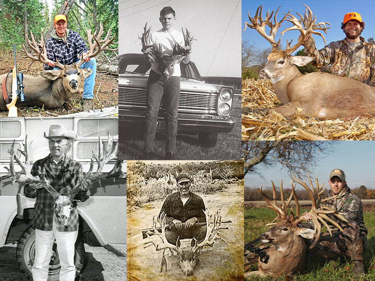 A photo collage of six high-scoring trophy bucks. 