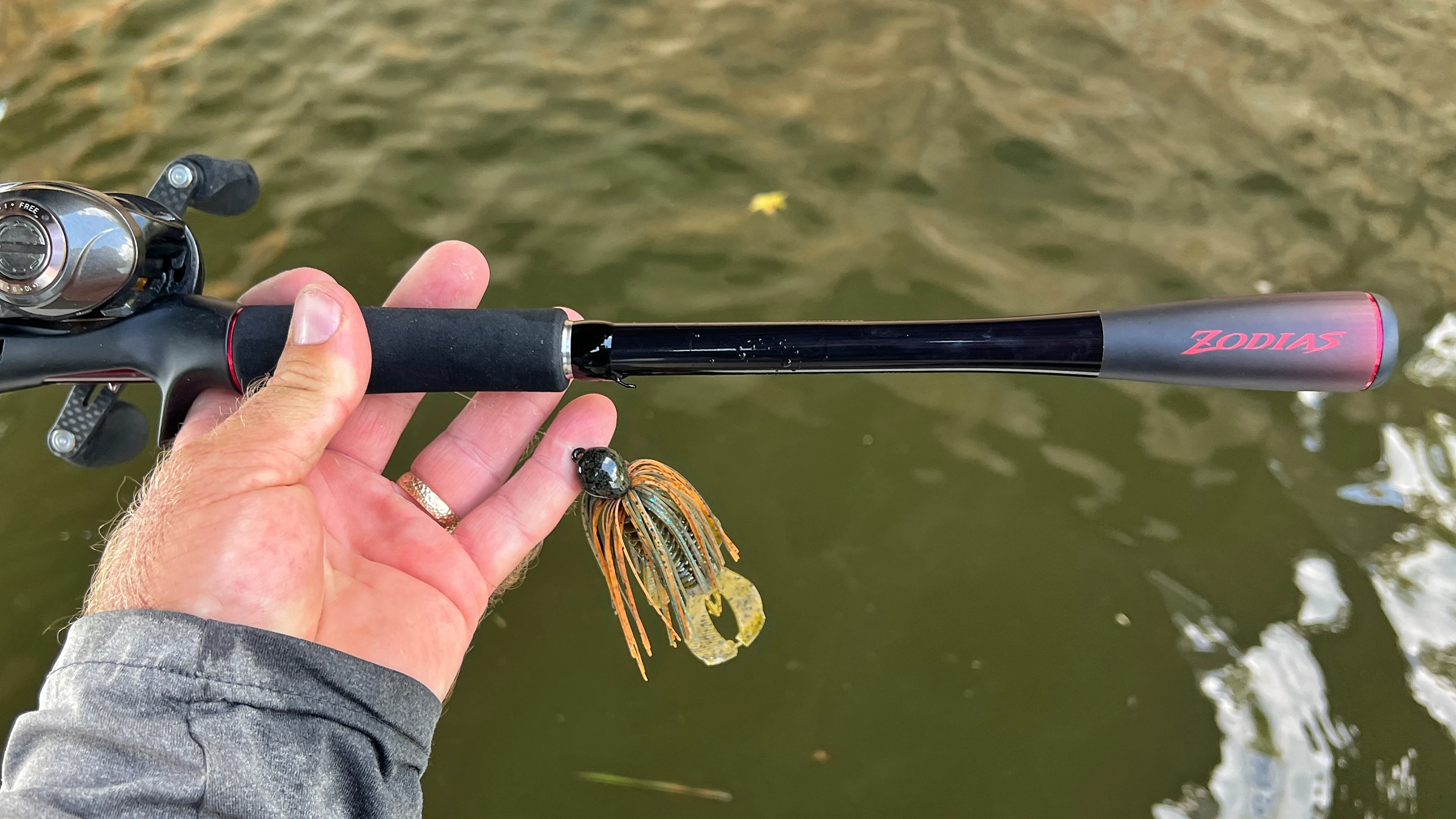 The Shimano Zodias rod next to a jig