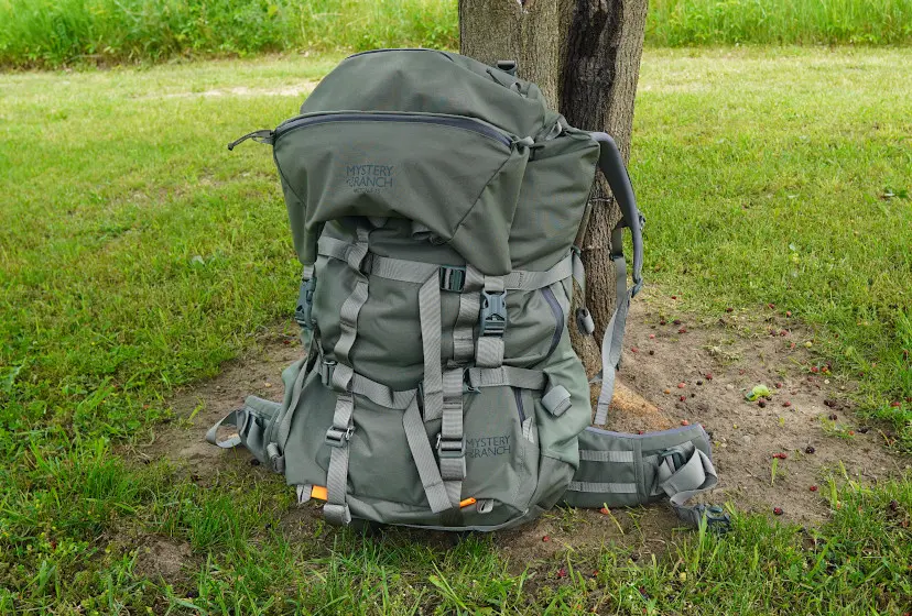 Mystery Ranch Metcalf backpack sitting in grass