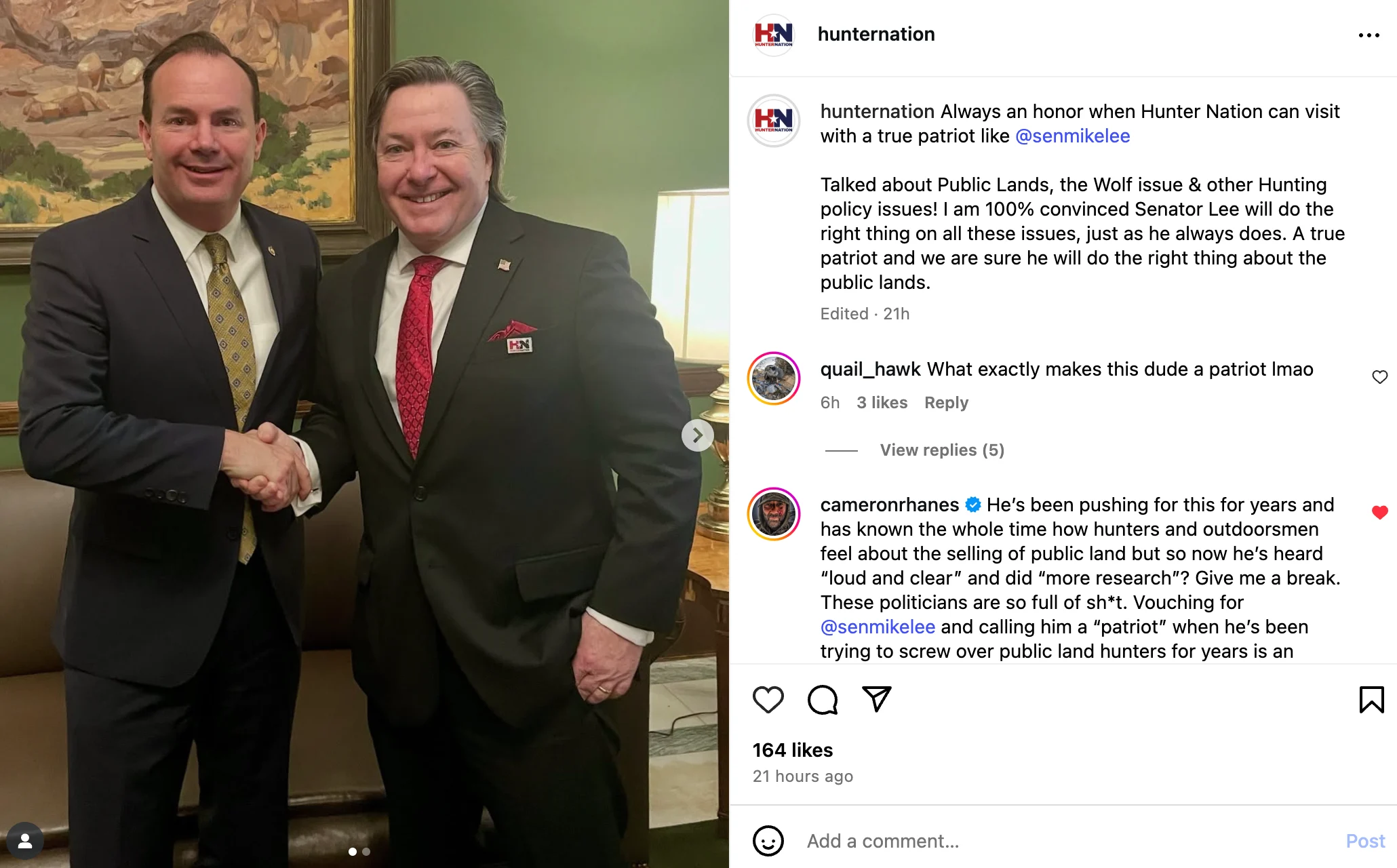 Hunter Nation Instagram post. 