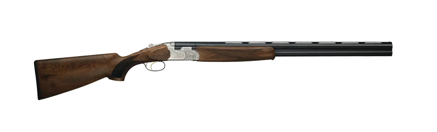 Beretta Silver Pigeon over-under shotgun on white background.