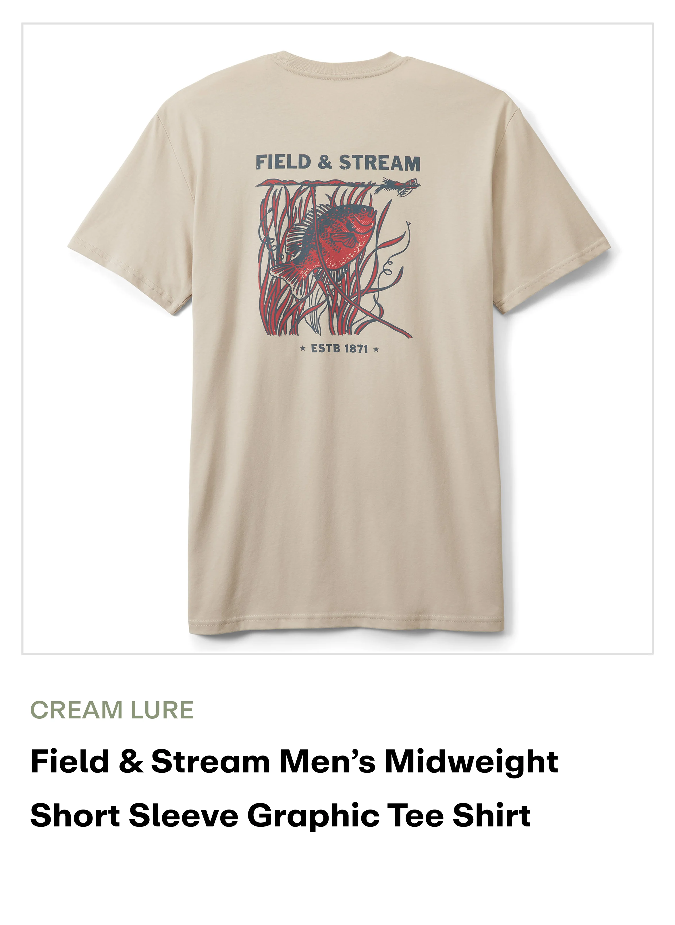 Field & Stream Men's Midweight Short Sleeve Graphic Tee Shirt - Cream Lure
