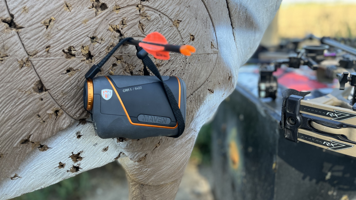 Maven CRF.1 Rangefinder on archery target during testing