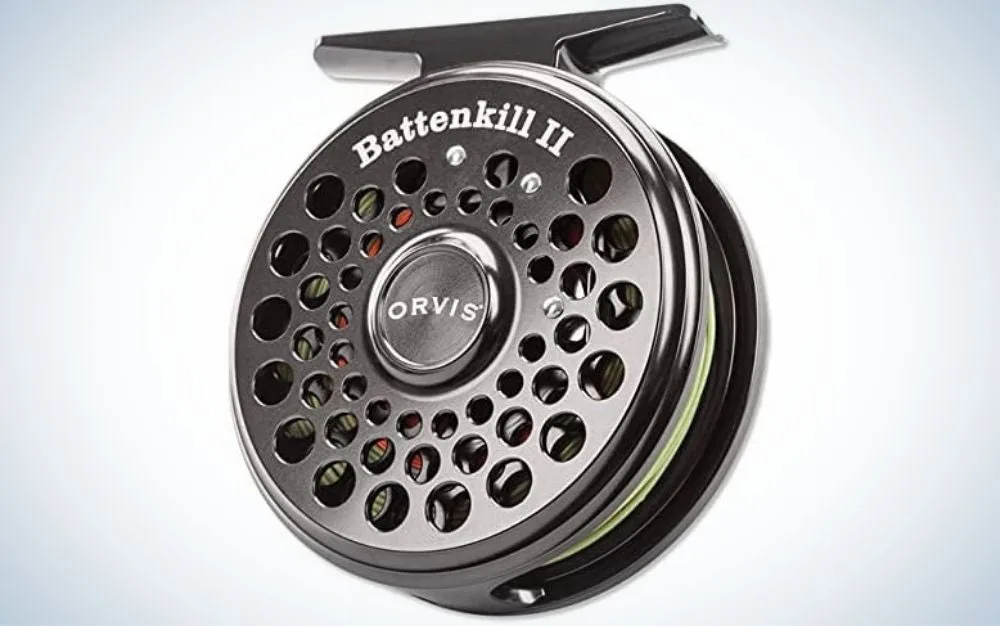 Black, aluminum trout fly reel