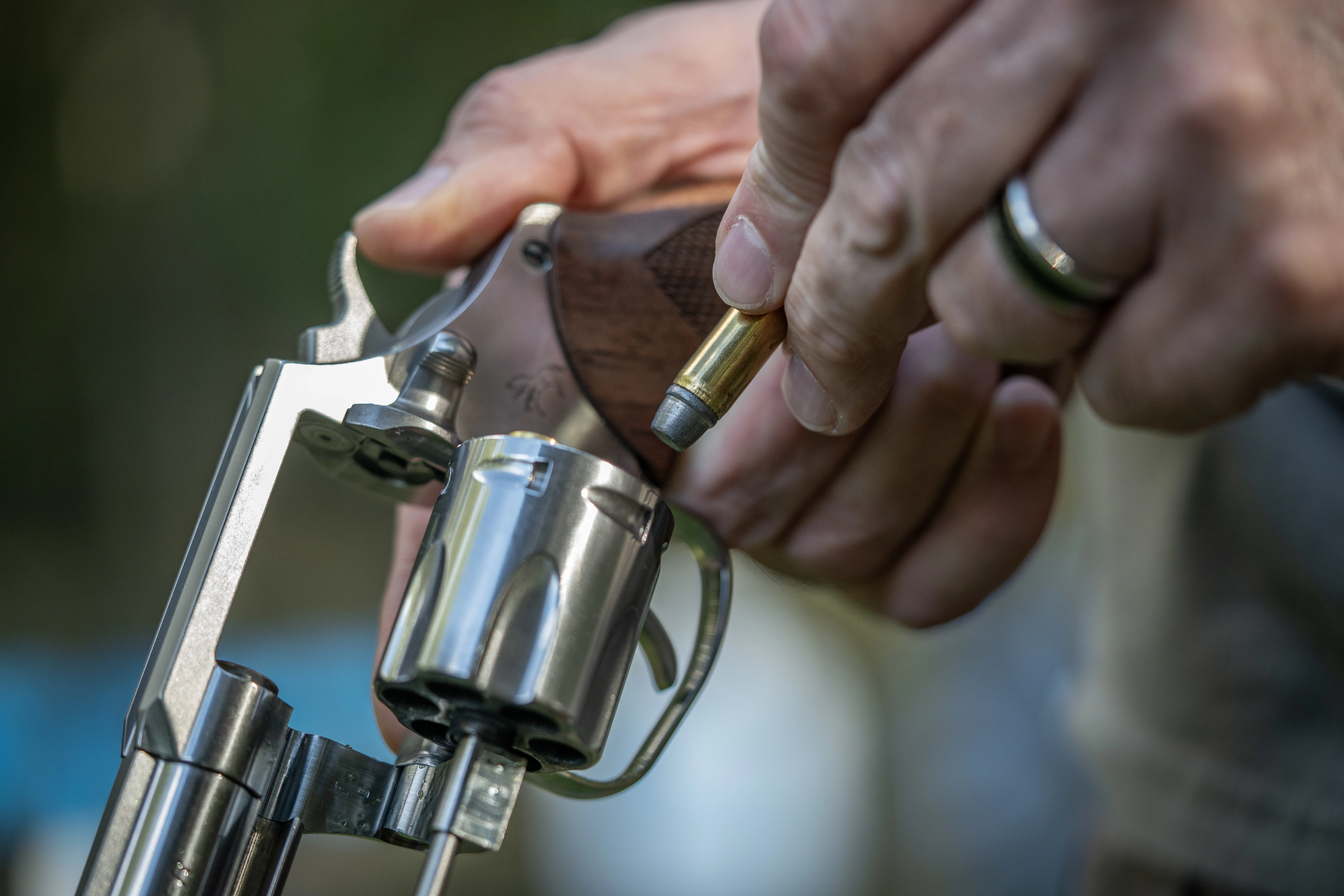 A shooter loads the new Colt Viper revolver.