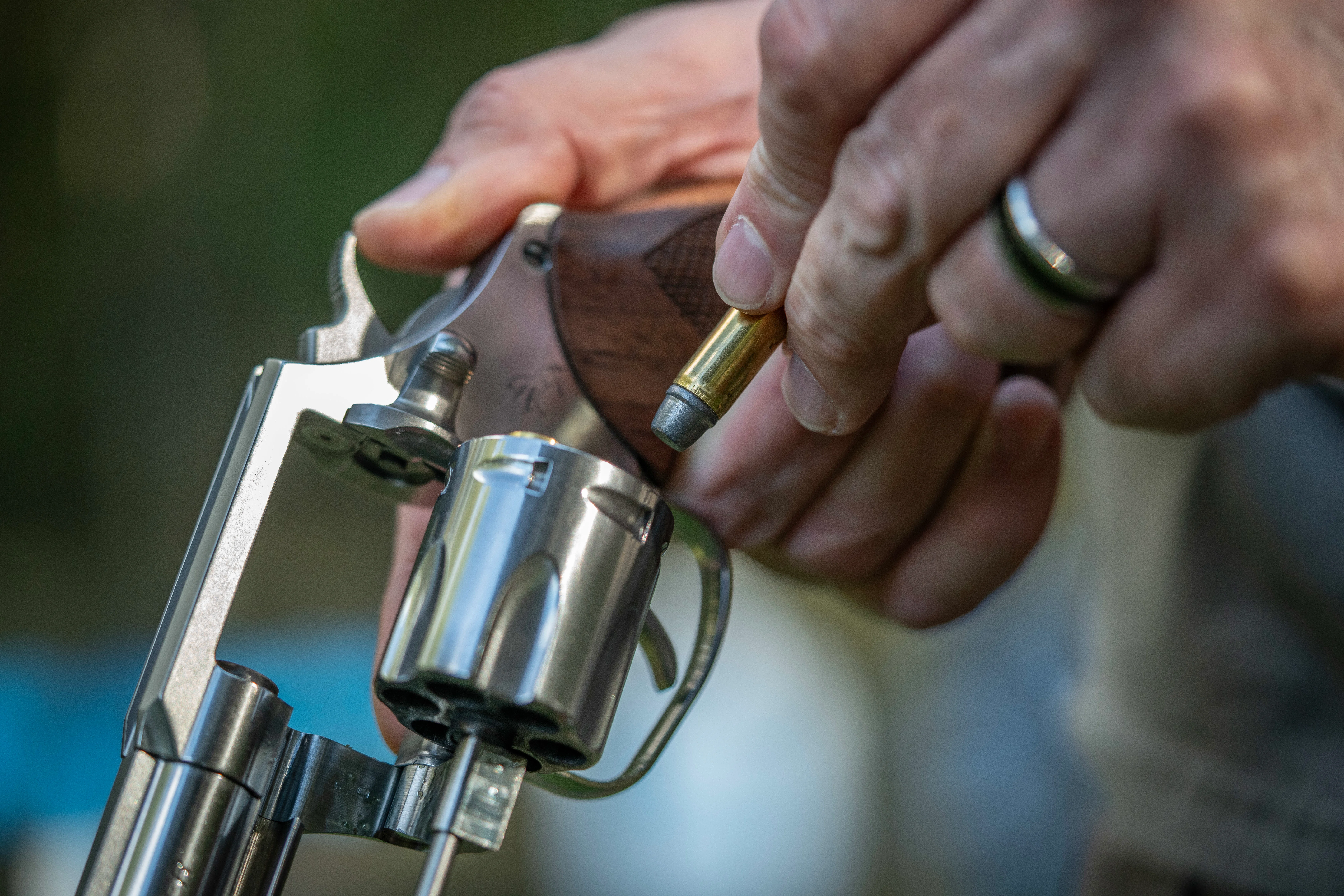 A shooter loads the new Colt Viper revolver.