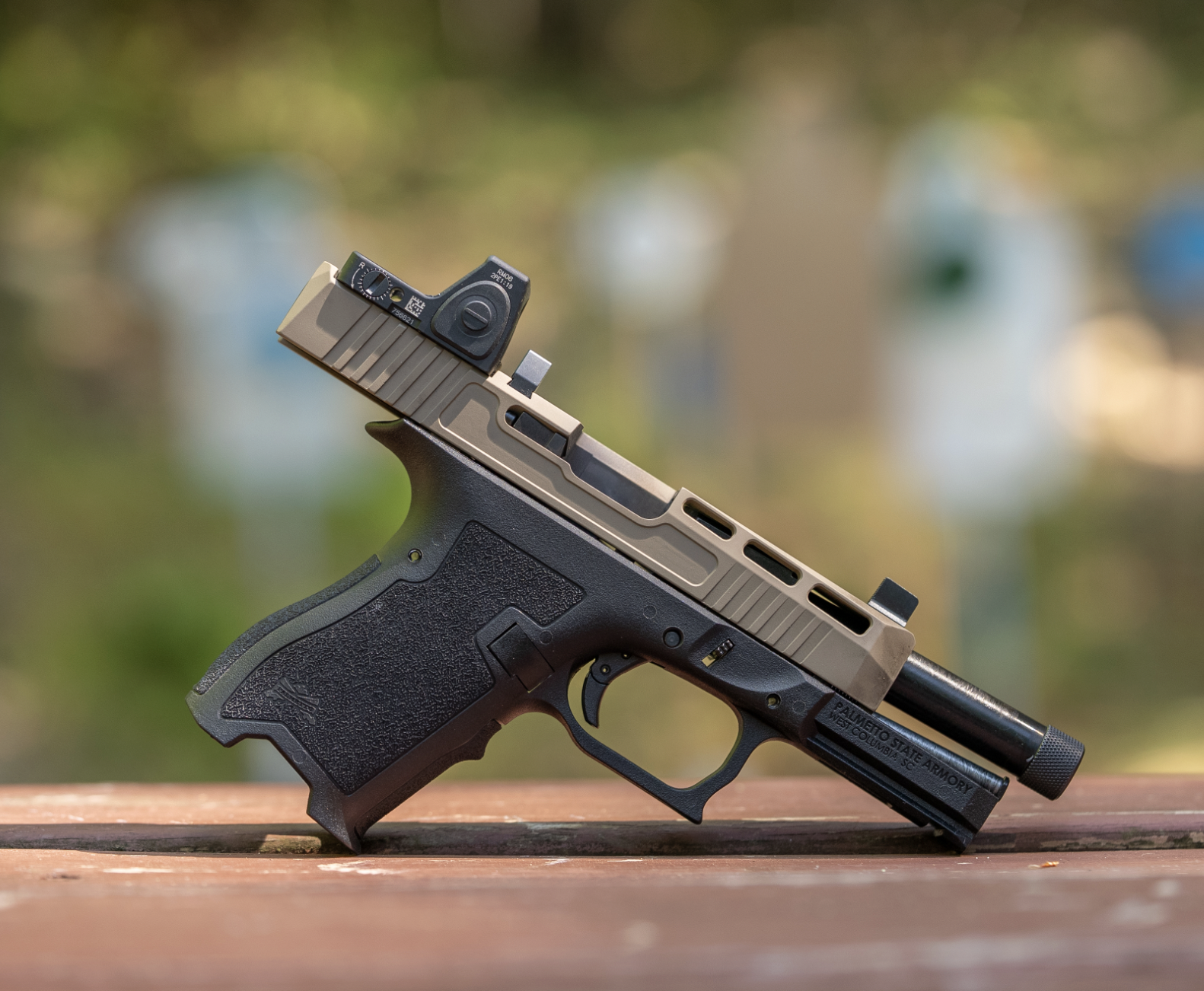 A 9mm pistol from Palmetto State Armory. 