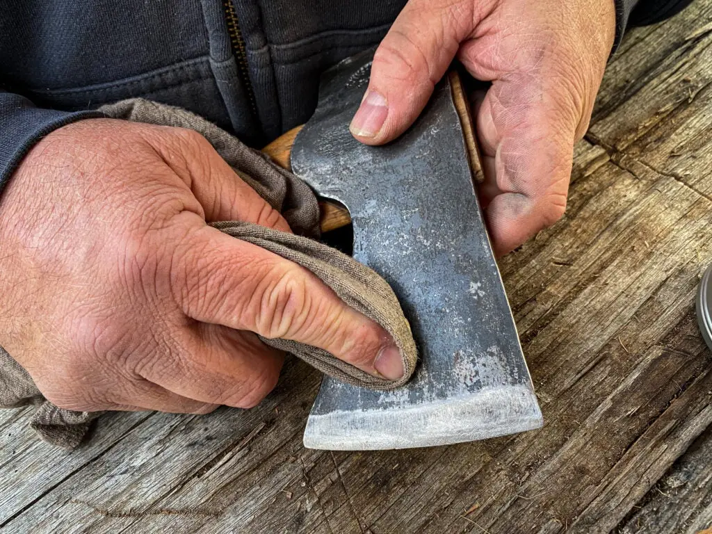 Cleaning an axe head