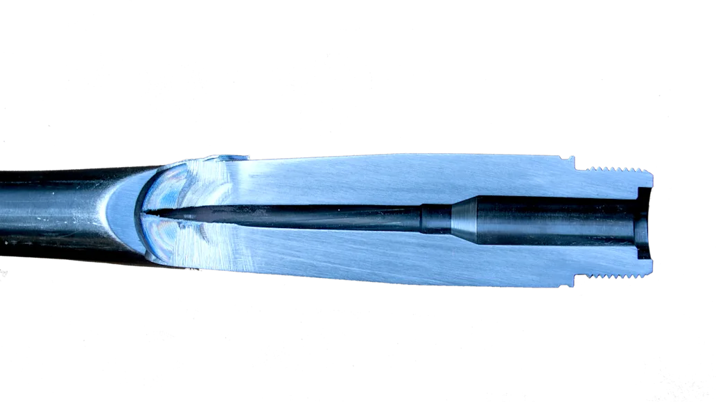 cutaway of a rifle barrel.