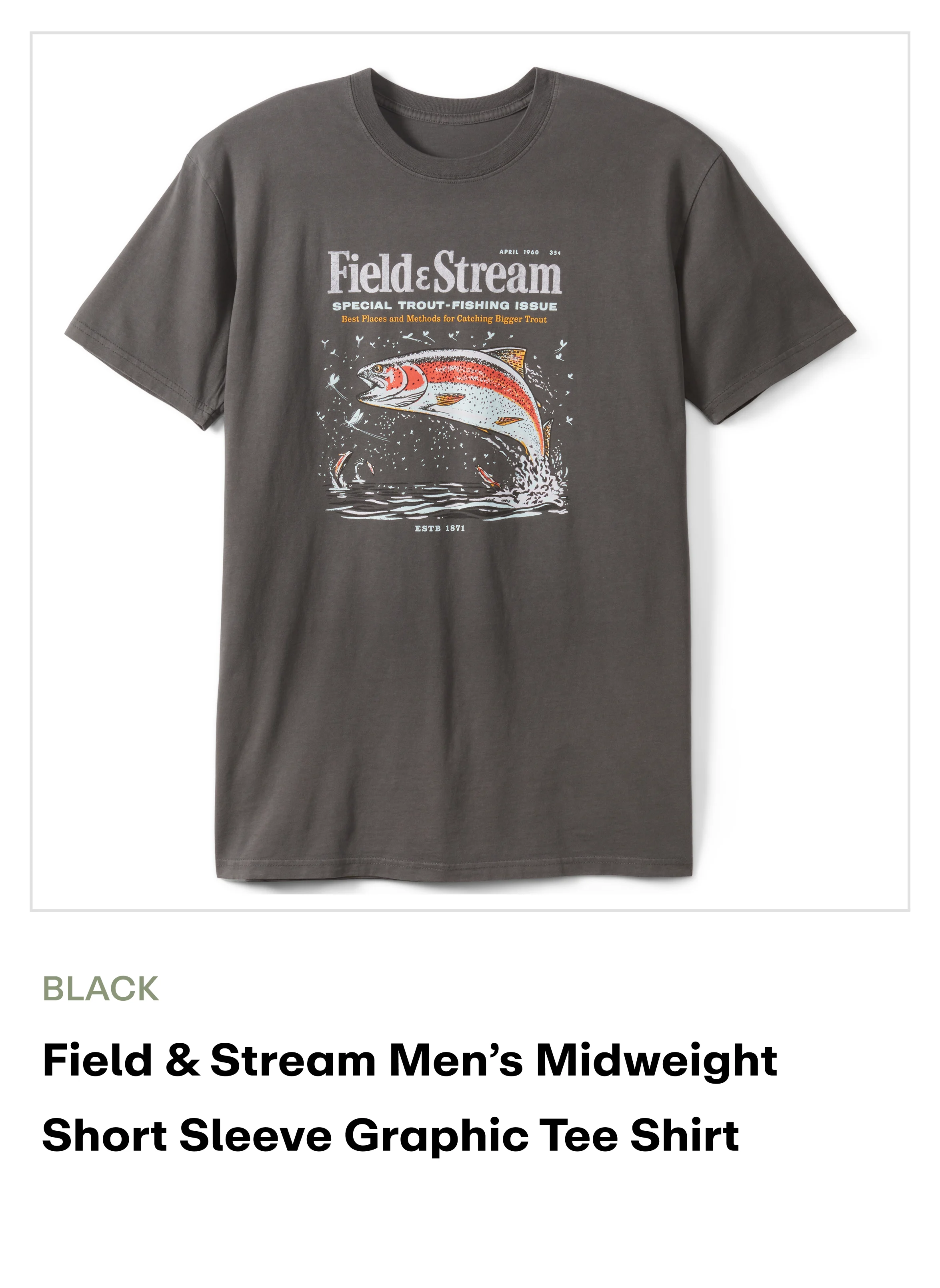 Field & Stream Men's Short Sleeve Graphic Tee Shirt - Black