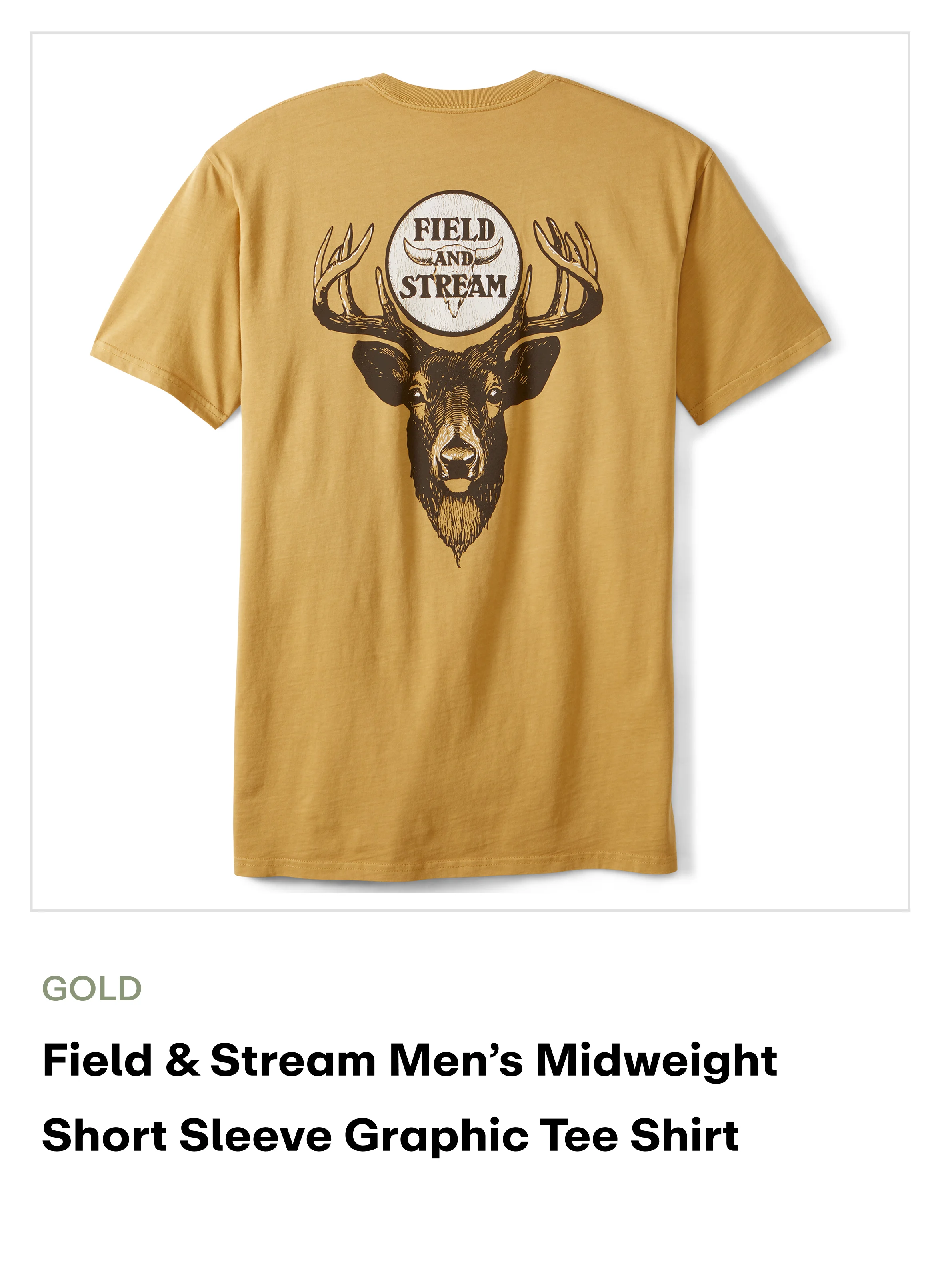 Field & Stream Men's Short Sleeve Graphic Tee Shirt - Gold Deer