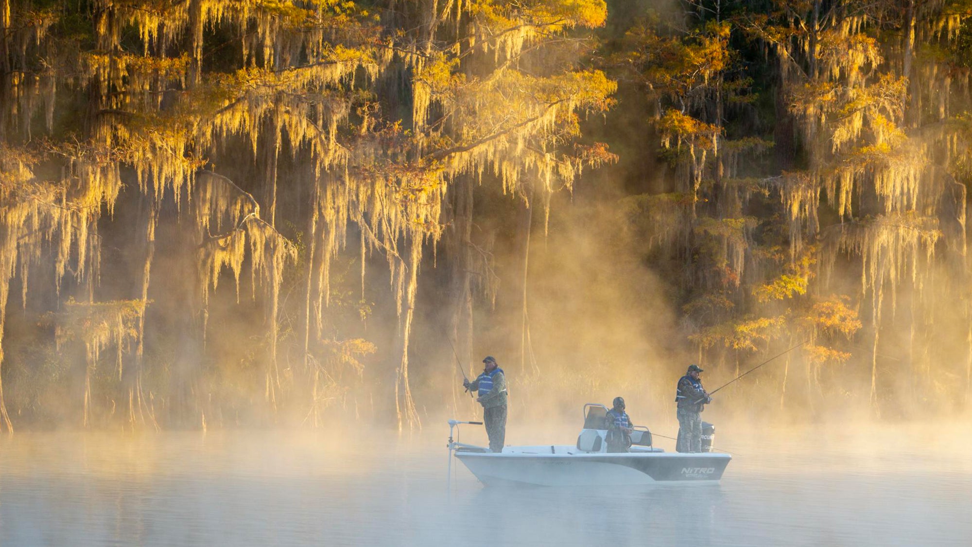 Bass anglers on Caddo Lake in Texas