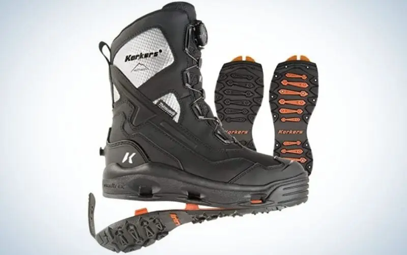 Korkers boots are the best ice fishing boots.