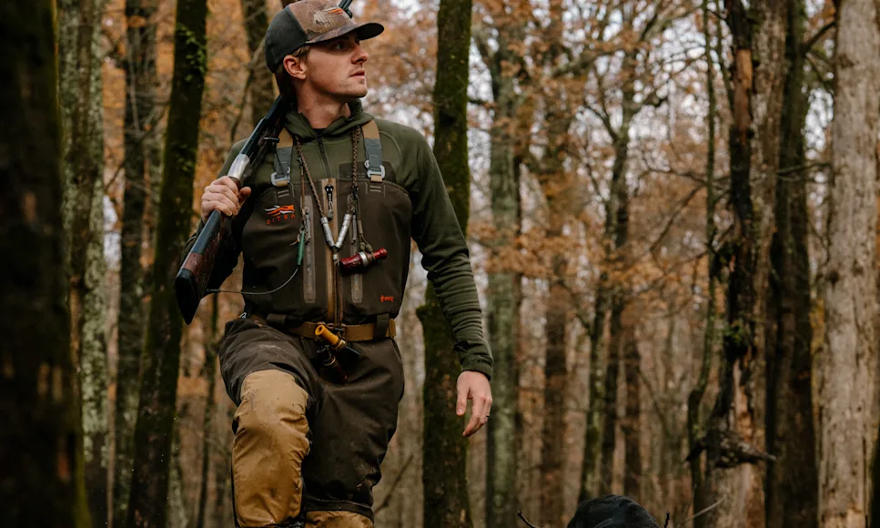 Waterfowl hunter wearing Sitka Delta Pro Zip GTX Waders