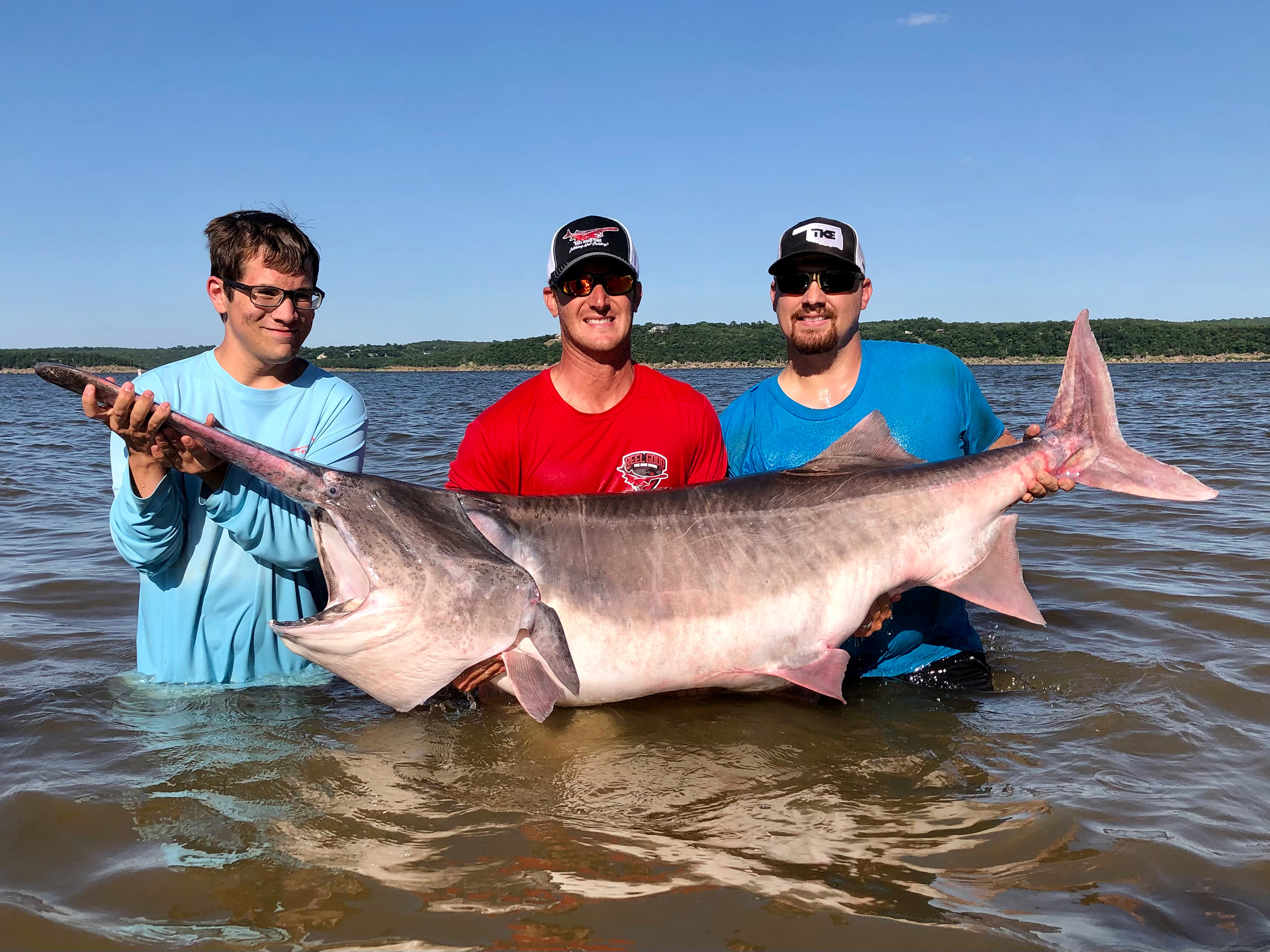 Angler Grant Rader poses with a record paddlefish. 