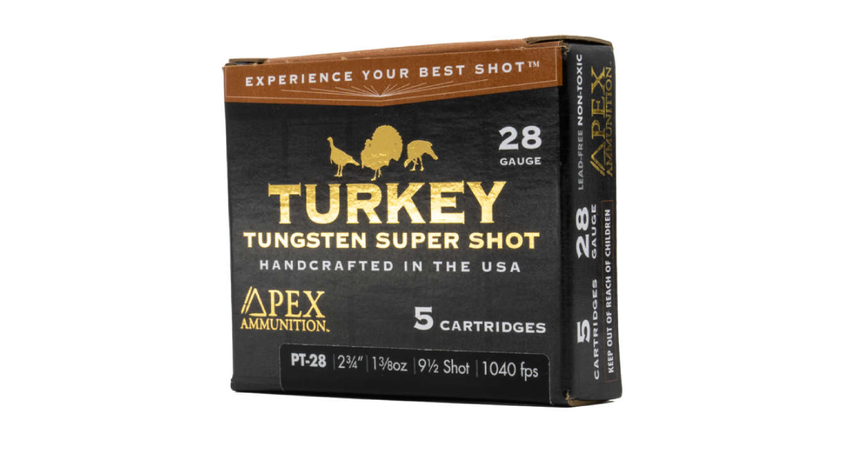 Apex Ammunition 28-Gauge Turkey Tungsten Super Shot on white background