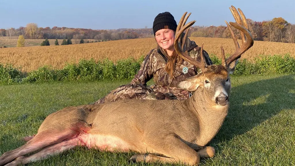 Bessie Schommer with Wisconsin buck