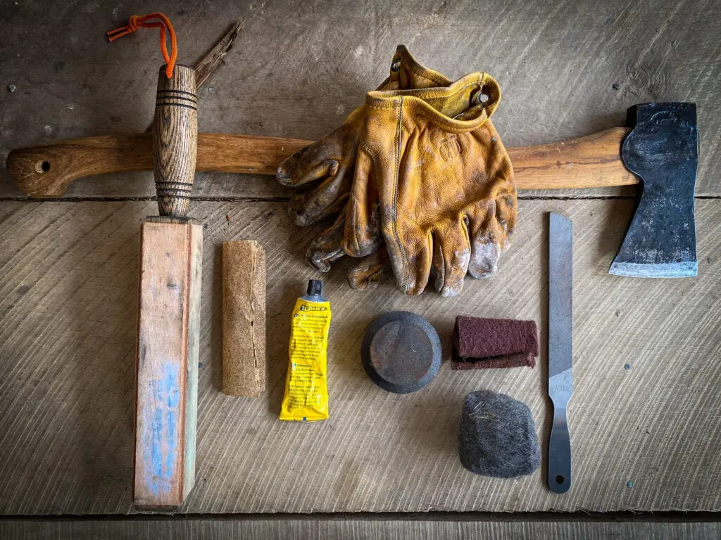 Tools needed to sharpen an Axe, Field &amp; Stream