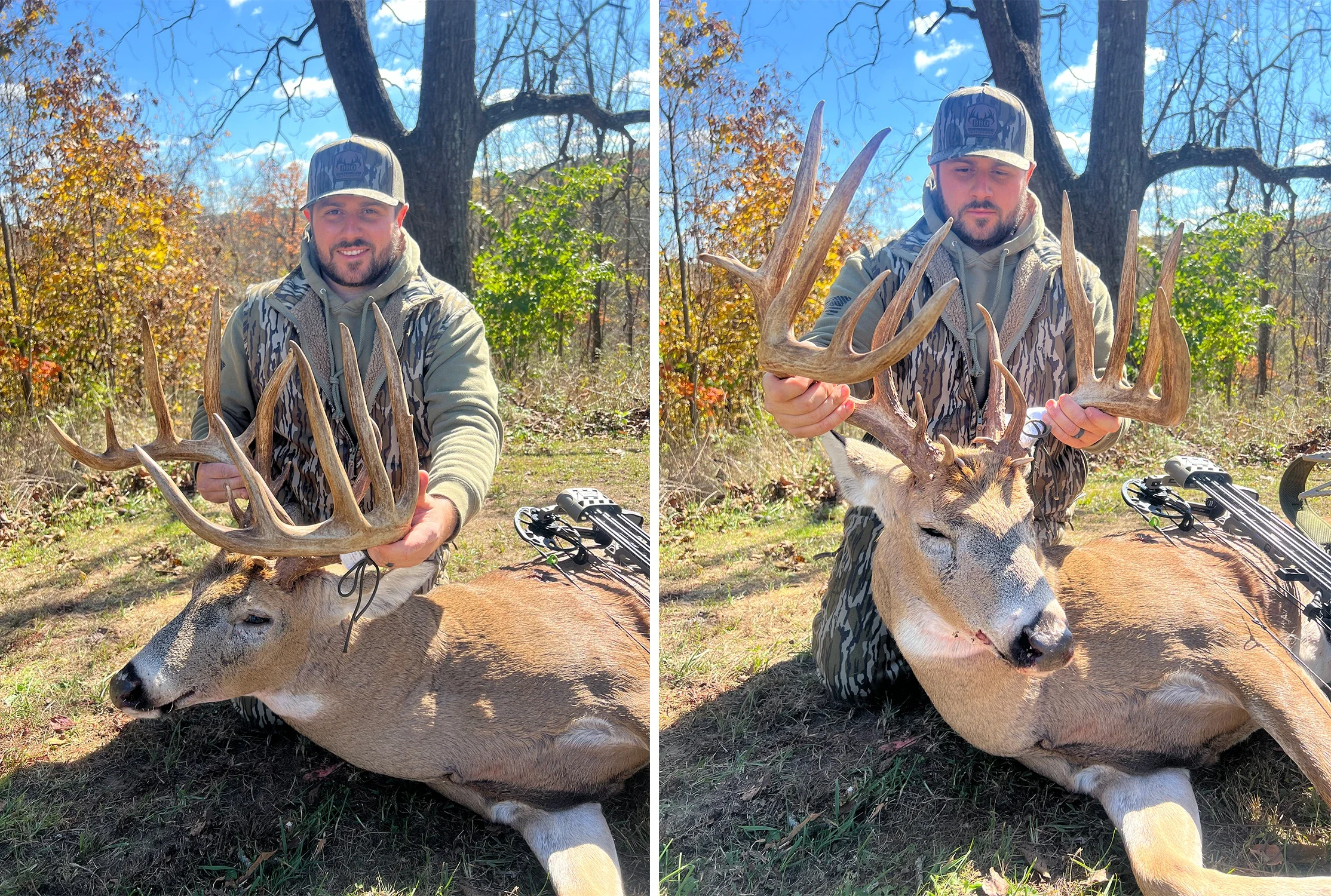 A bowhunter with a trophy buck tagged in Ohio. 