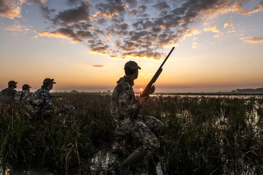 Duck hunters wait on the morning flight