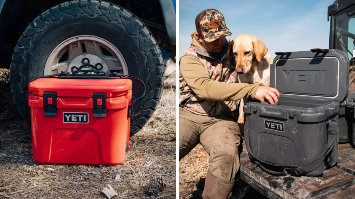 Yeti Roadie 15 hard cooler sitting on truck bed