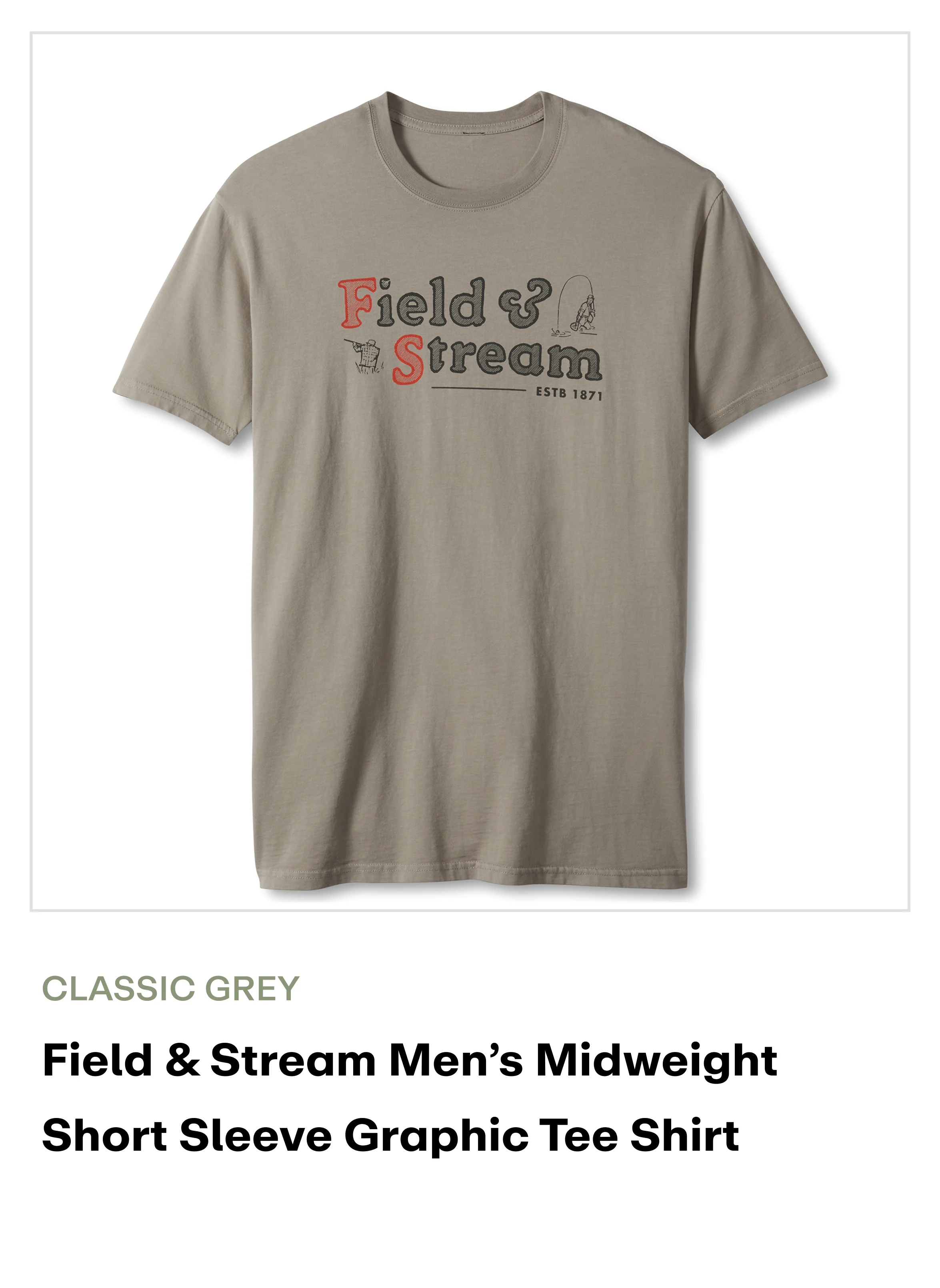 Field & Stream Men's Short Sleeve Graphic Tee Shirt-classic grey