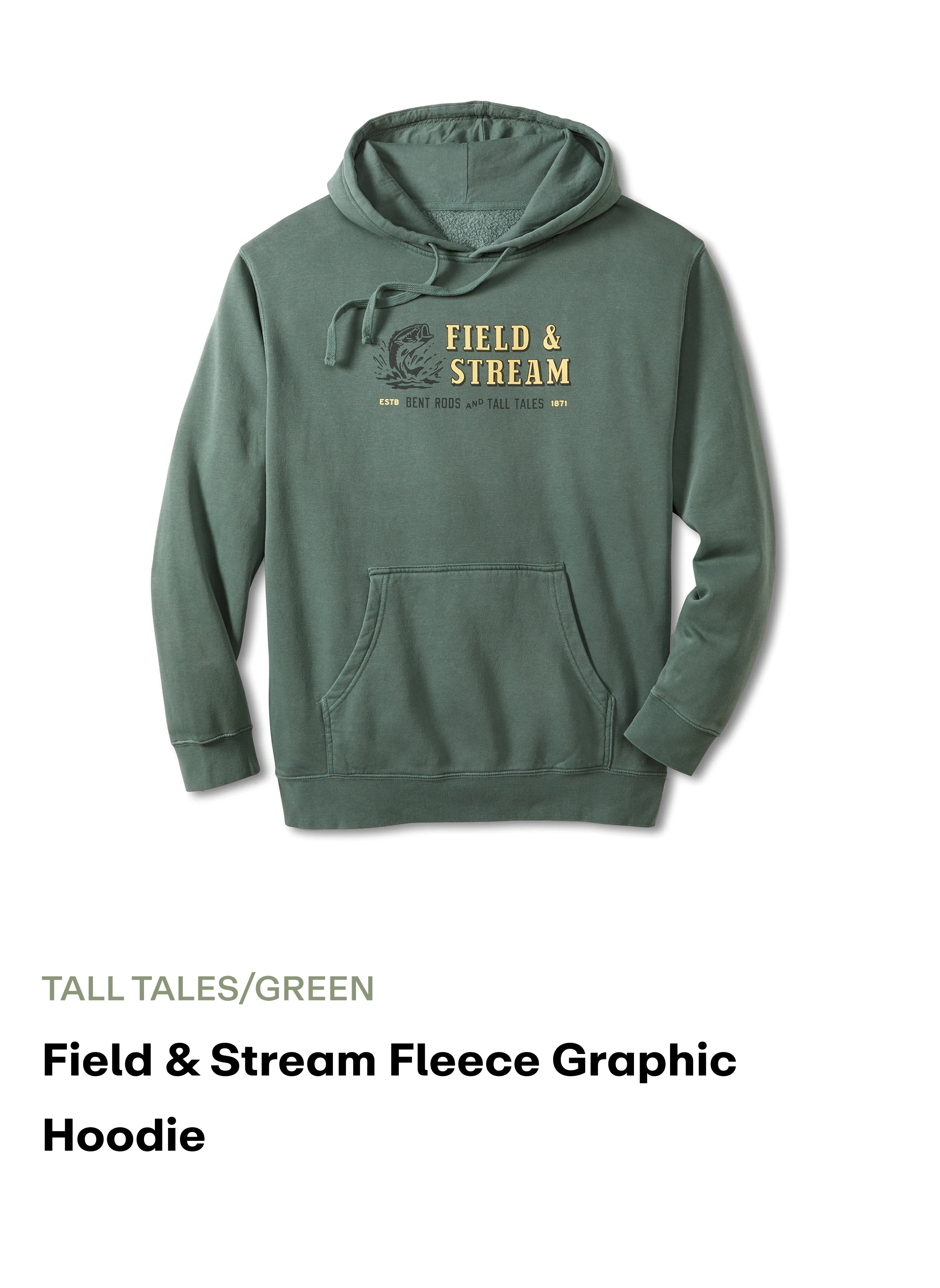 Field & Stream Fleece Graphic Hoodie - Tall Tales/Green