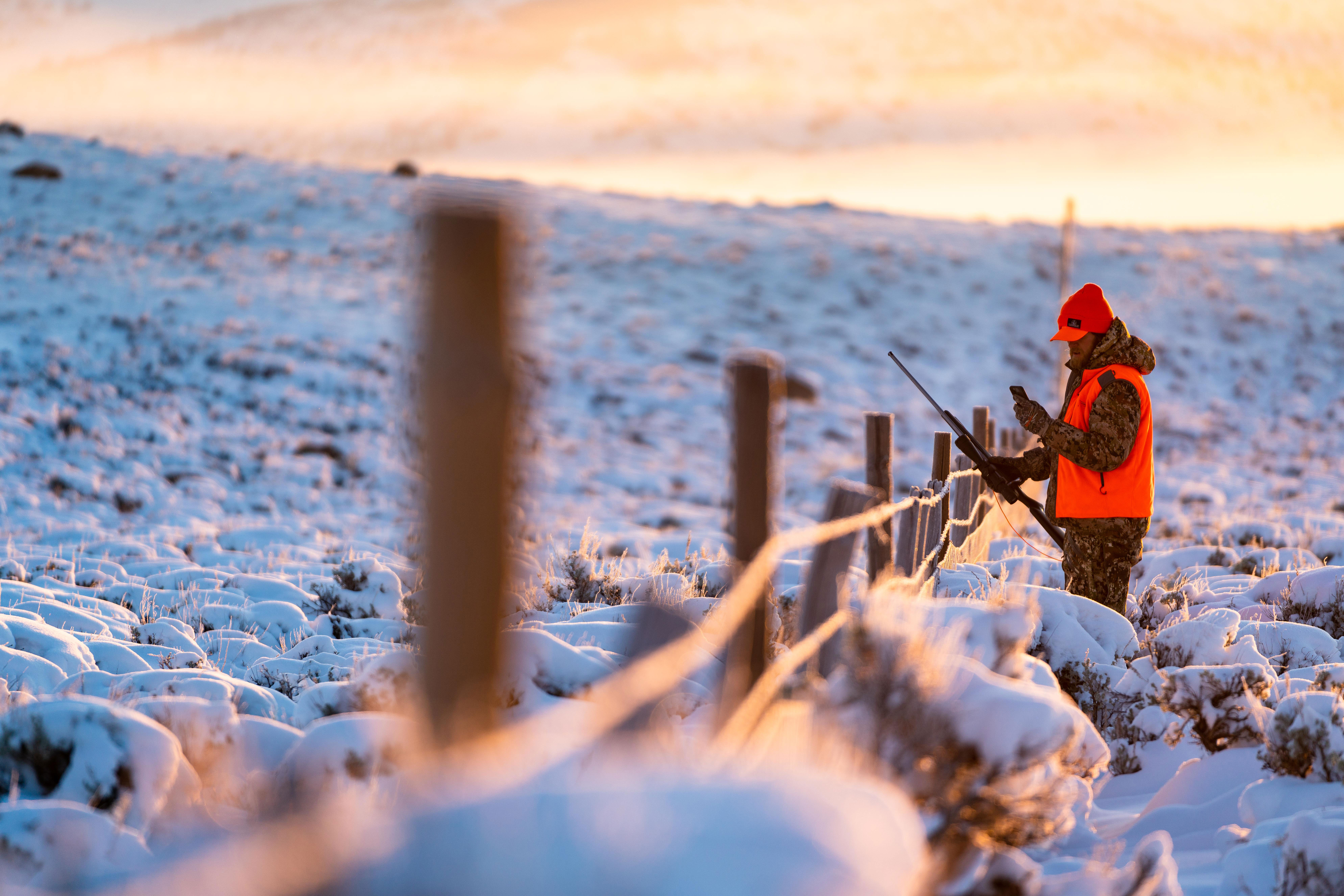 A hunter prepare to corner cross on public land in the West. 