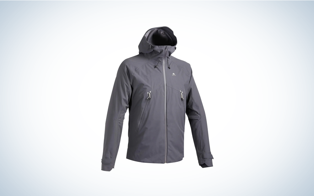 Decathlon Quechua MH500 Lightweight Rainjacket on blue and white jacket