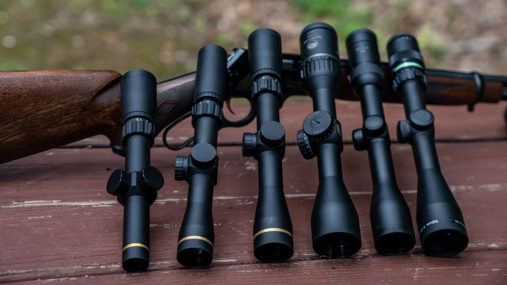 Best 30-30 Rifle Scopes lined up during testing