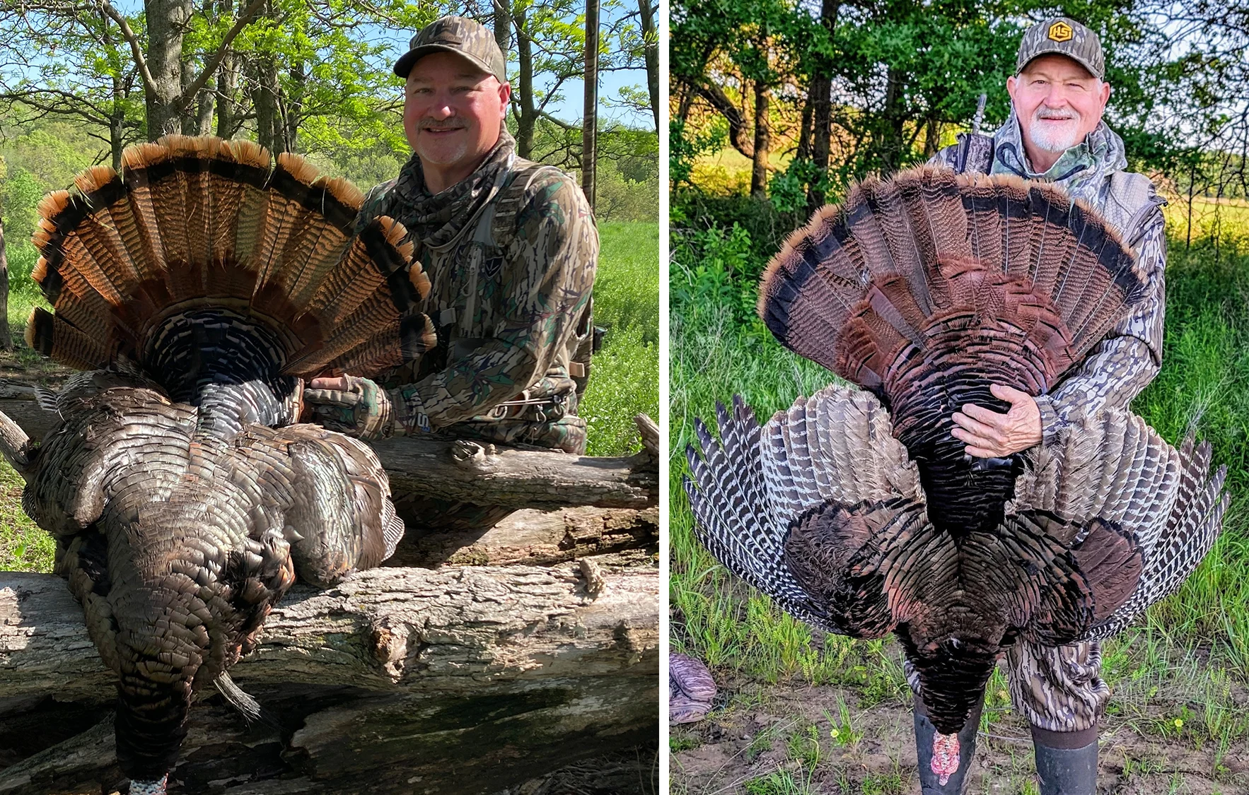 Turkey hunters Steve Stoltz and Tad Brown show off a pair of spring gobblers. 