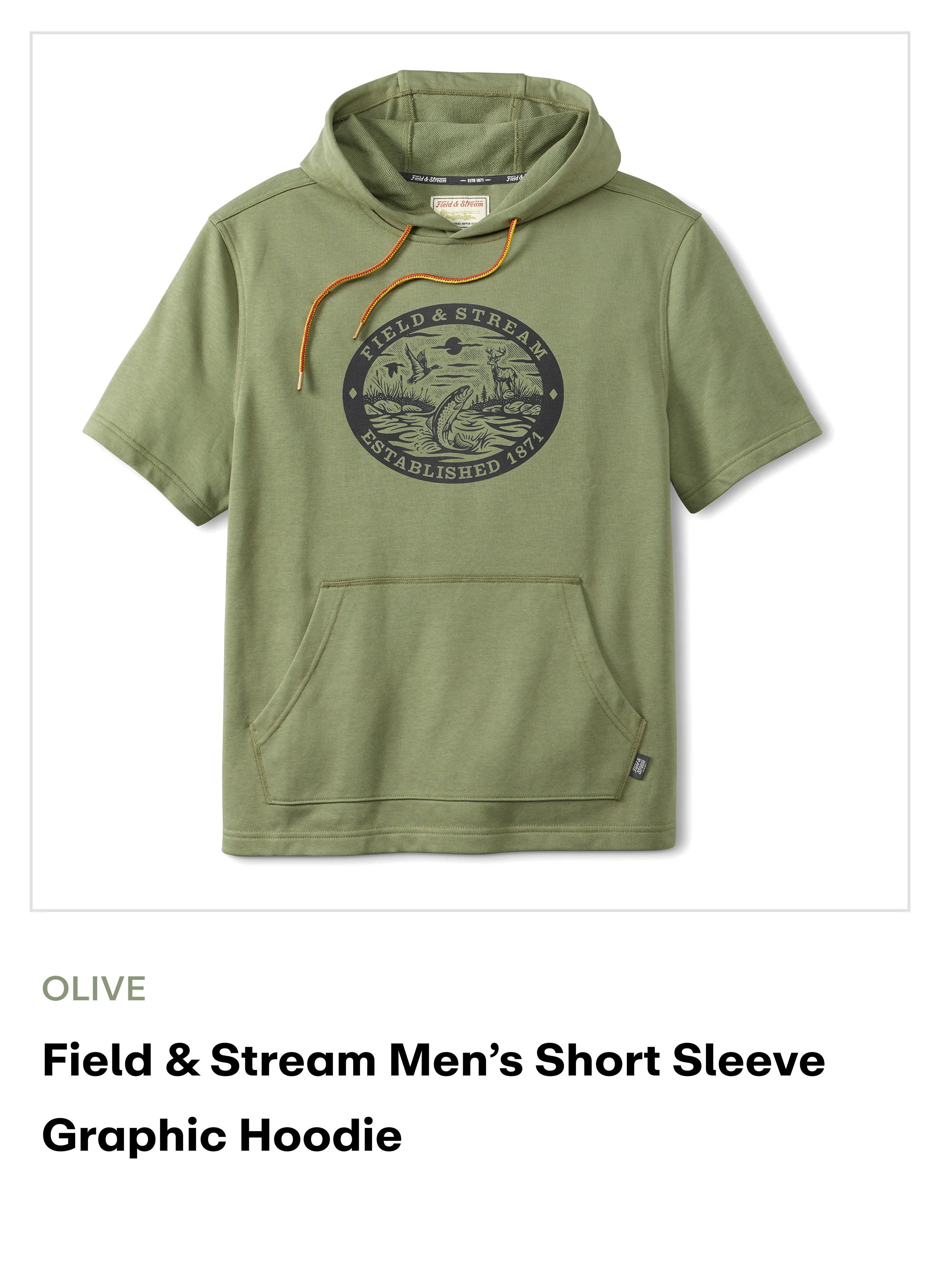 Field & Stream Men's Short Sleeve Graphic Hoodie - olive