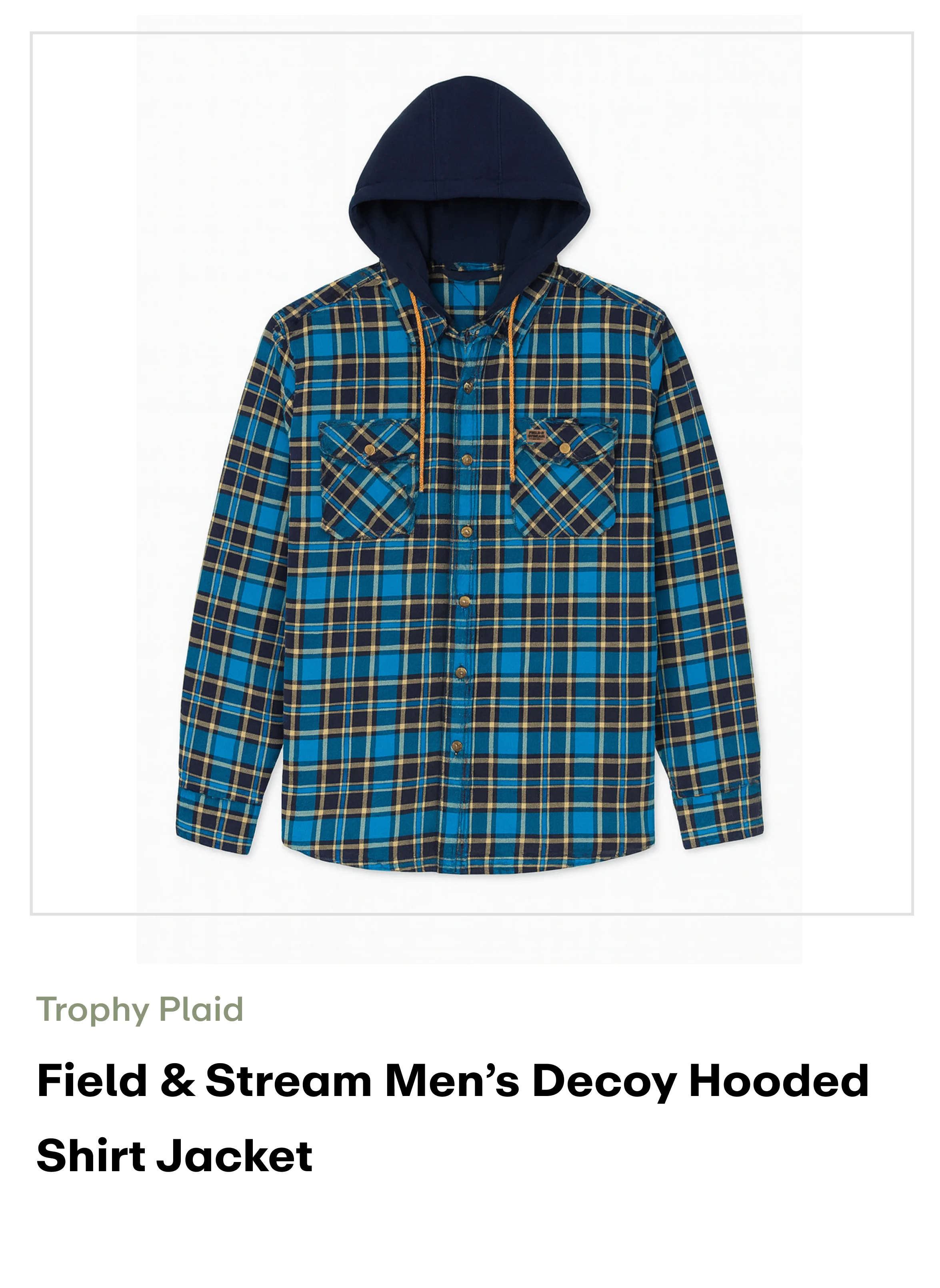 Amazon - Field & Stream Men’s Decoy Hooded Shirt Jacket - Trophy Plaid