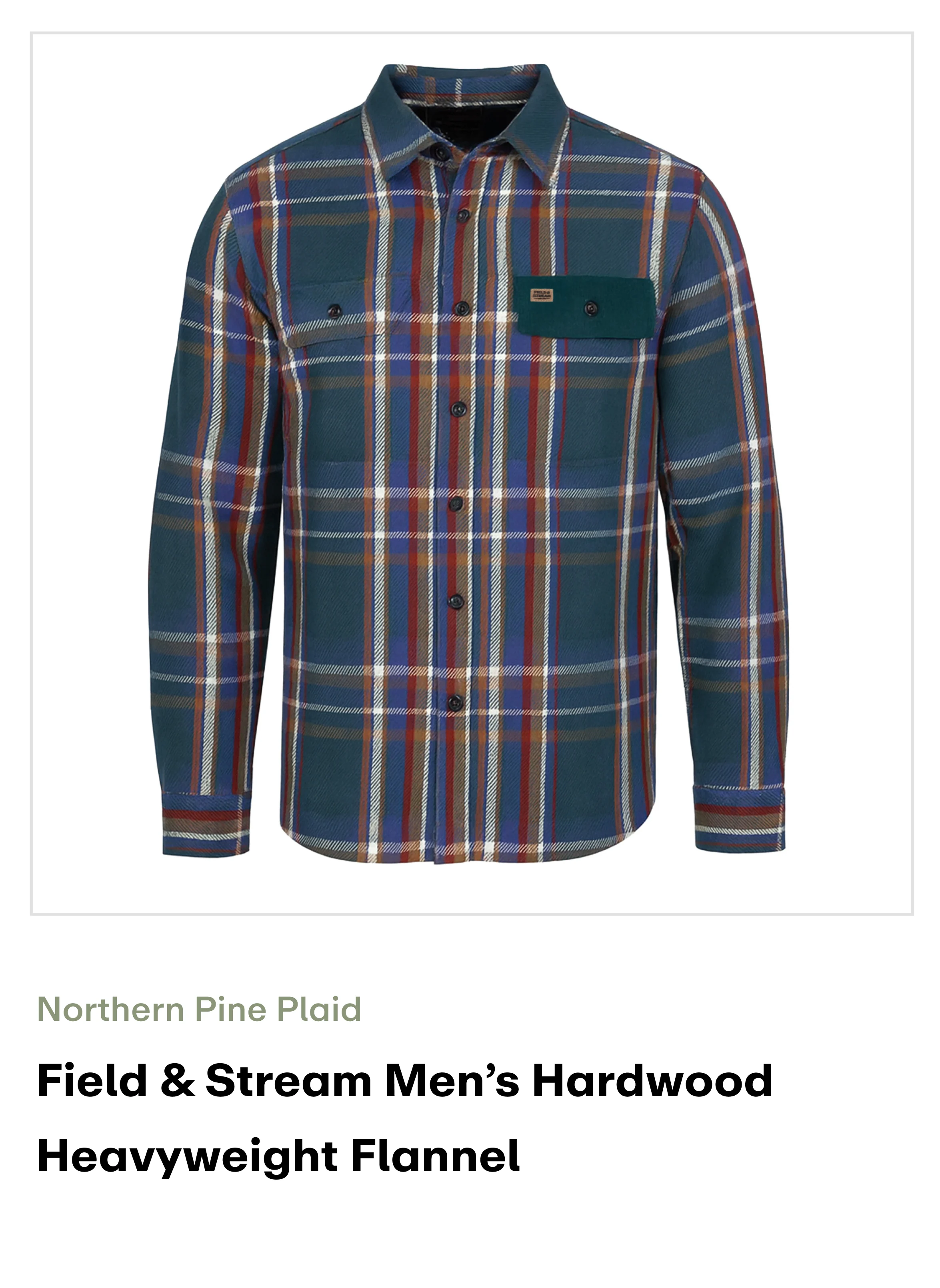 Amazon - Field & Stream Men’s Hardwood Heavyweight Flannel - Northern Pine