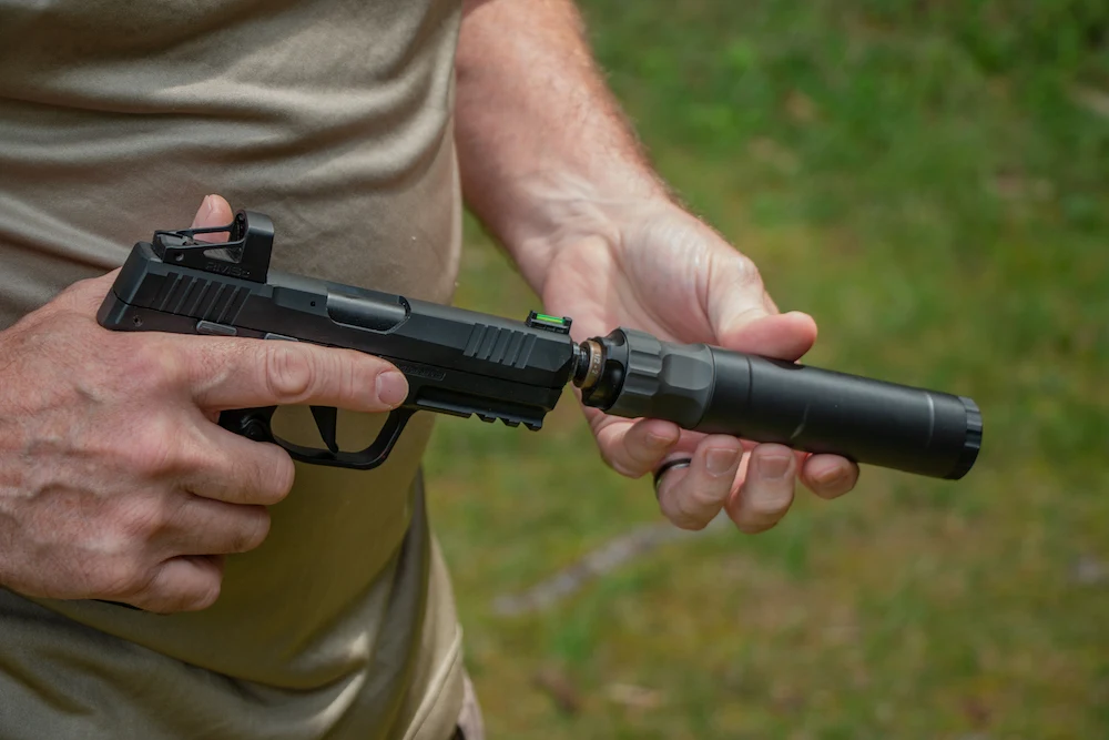 22 LR pistol with suppressor