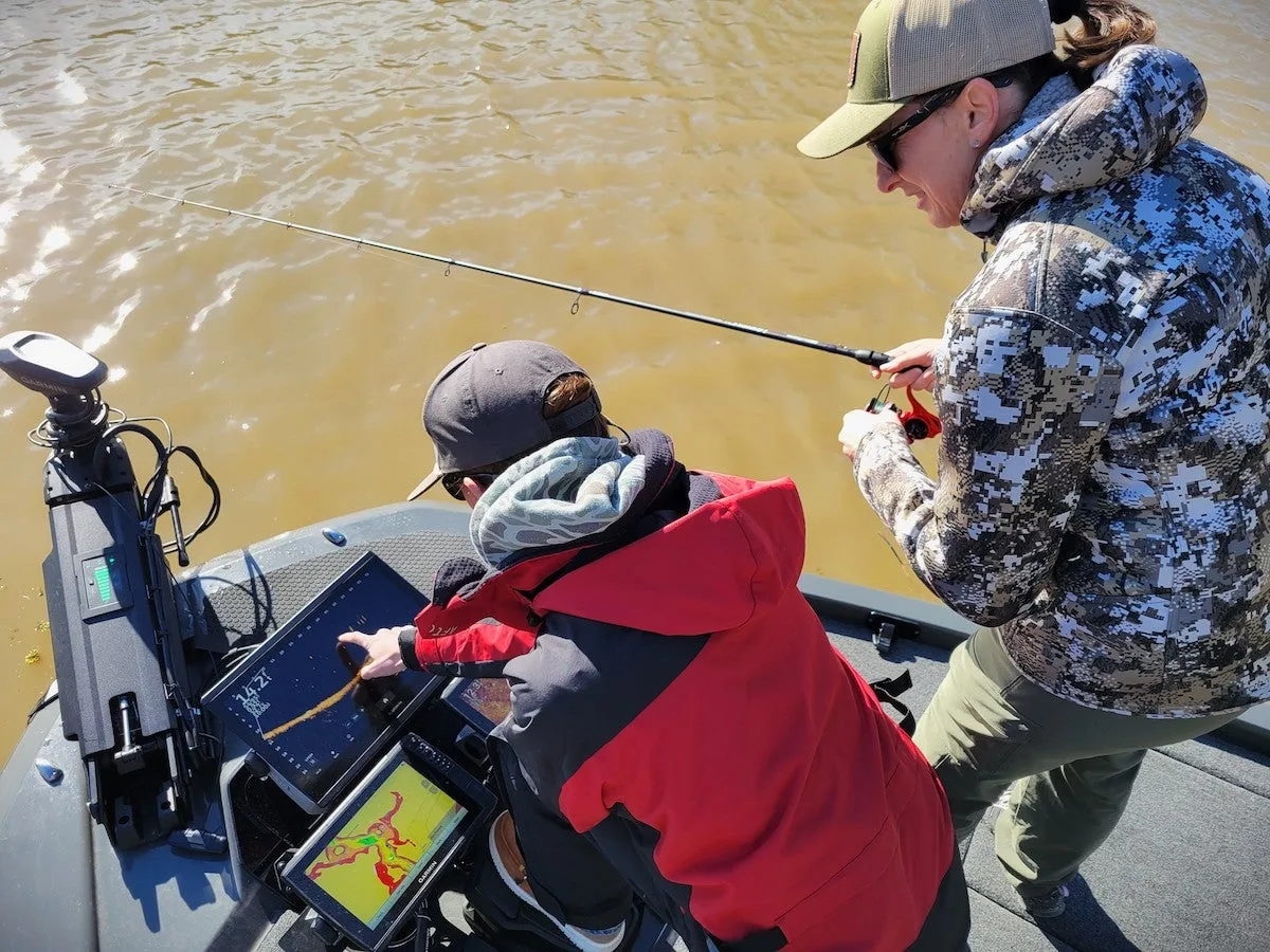 Anglers fishing on the Texas water with new Berkley forward-facing sonar baits