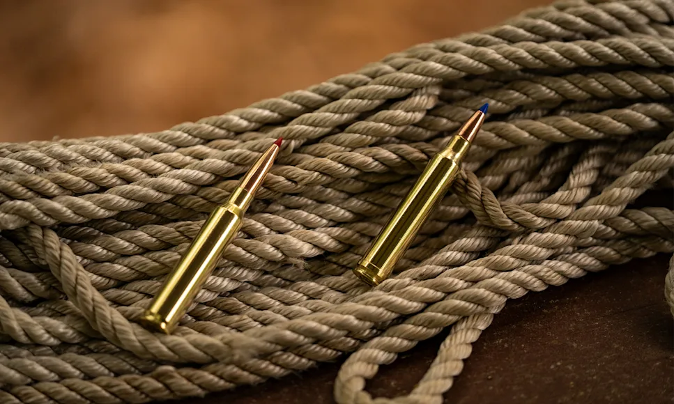 300 PRC vs 300 Win Mag: both cartridge laying on a bunch of rope.