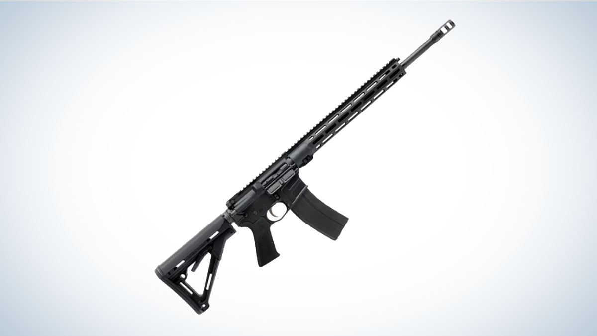 Savage MSR 15 Long Range Semi-Auto Rifle on gray and white background