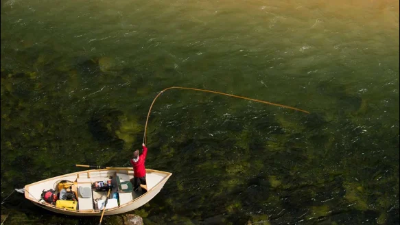 fly fisherman on muddy river