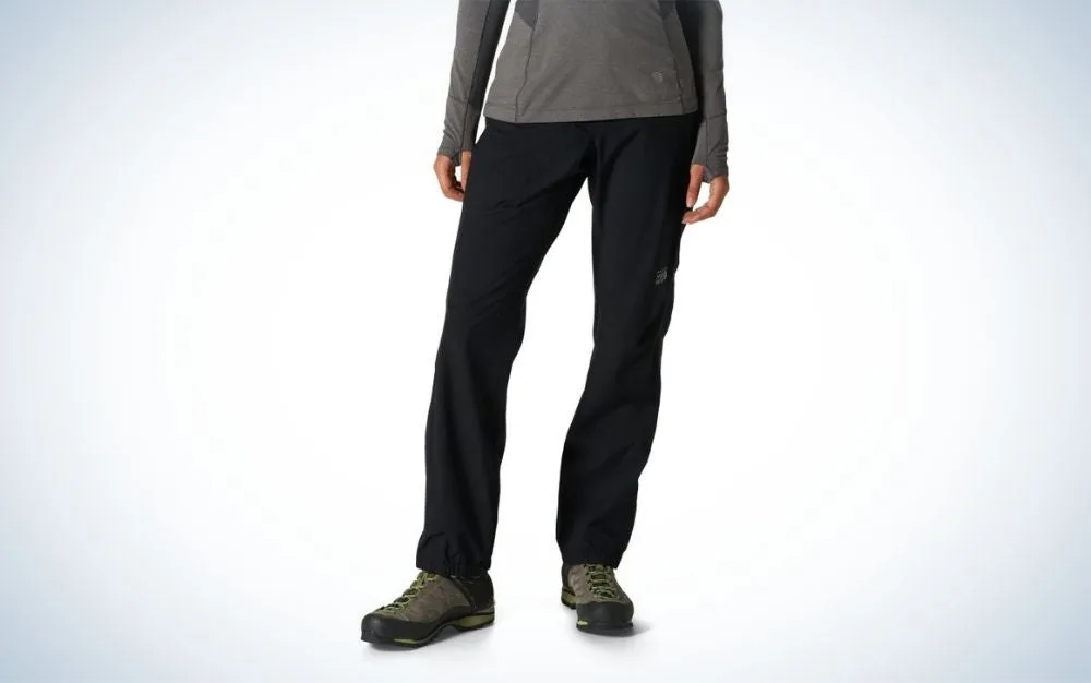 Mountain Hardwear Womenâs Stretch Ozonic Pant are the best rain pants for women.