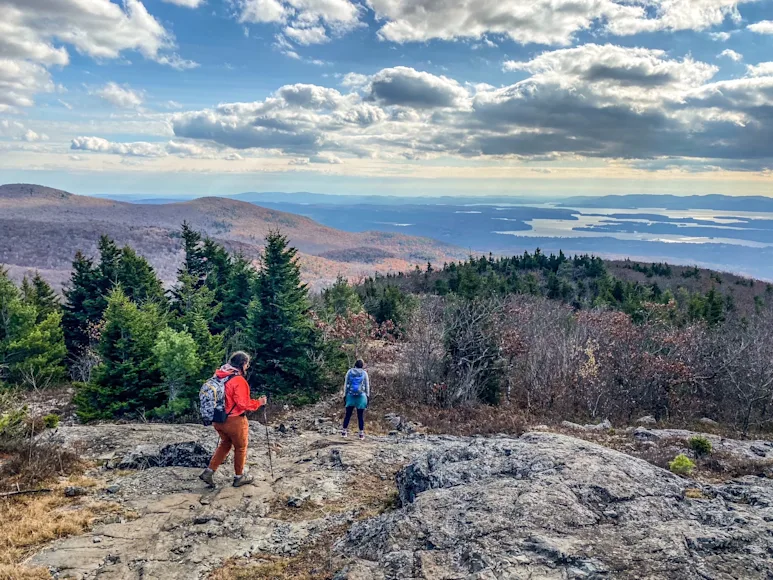 two hikers on trail