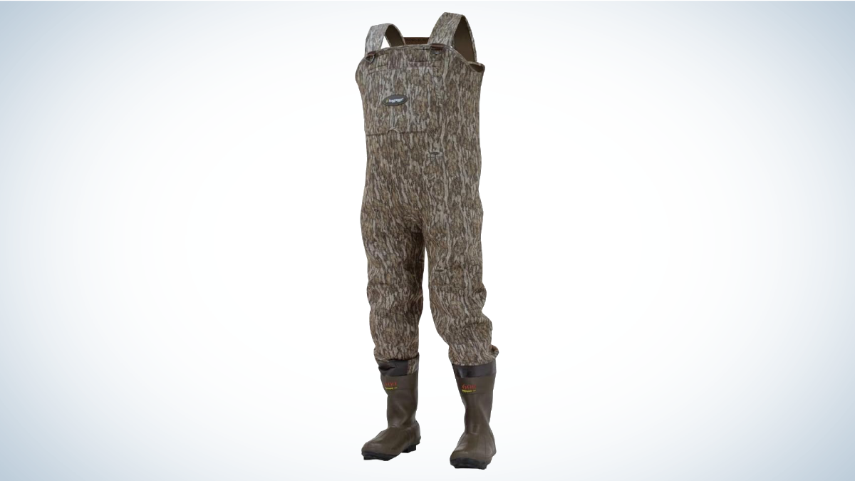 Frogg Toggs Amphib Neoprene Bootfoot Chest Wader on gray and white background