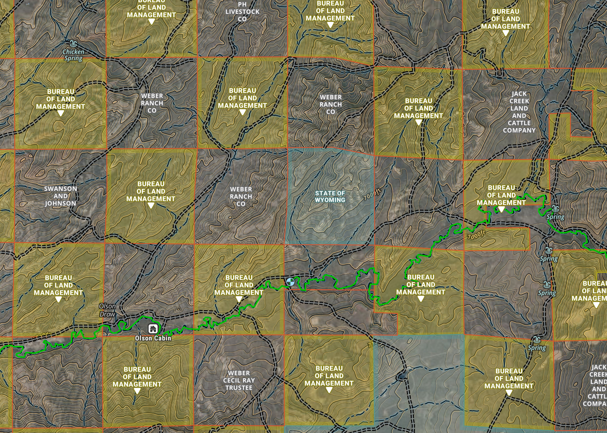 Checker-boarded public land in Wyoming. 