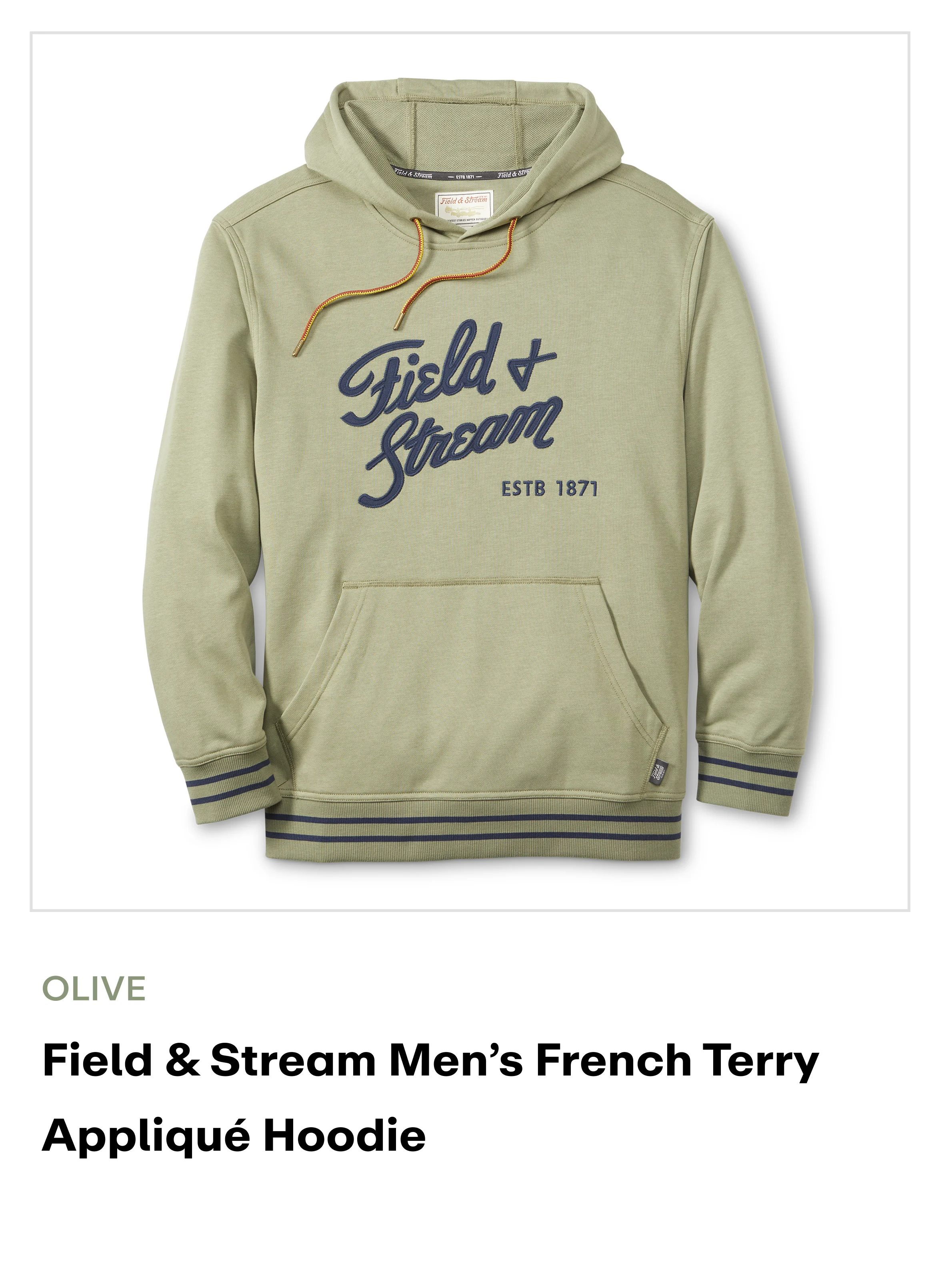 Field & Stream Men's French Terry Applique Hoodie - Olive